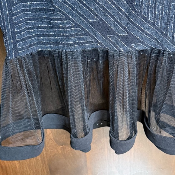 Vintage Olive Tree dress Size M midi body-con peplum trim skirt black sparkly - Picture 4 of 8